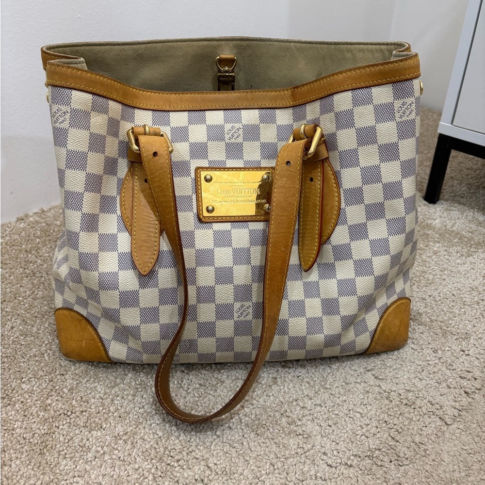 Louis Vuitton Hampstead MM tote bag in Damier Azur - AUTHENTIC - Picture 3 of 15